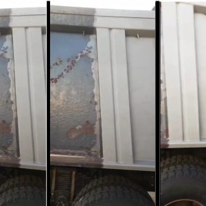 Пескоструй кузова грузовика, до и после